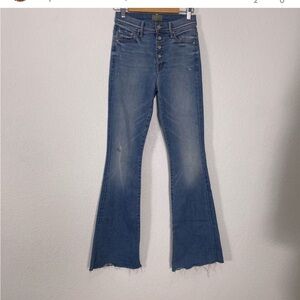 Mother High Waisted Button Fly Pixie Cruiser Fray Rumor Has It Flare Jeans
